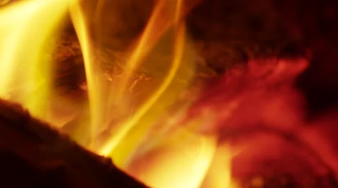 Close up of flames at fireplace in the evening Vidéo 42256568