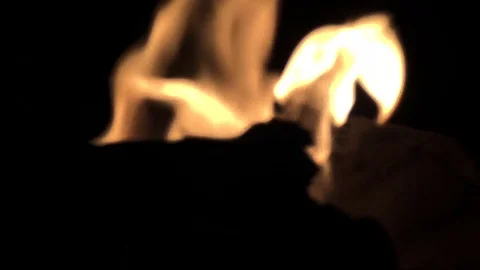 Close up of Flames in a Stove Видео 70143660