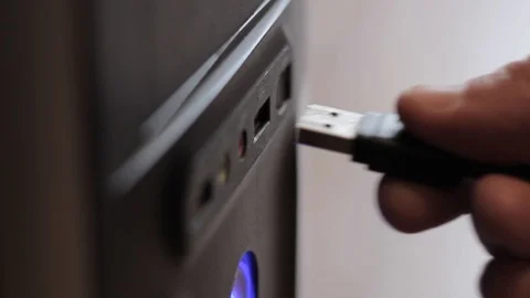 Close up flash stick in modern computer USB socket Stock Footage 86360919