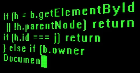 Close-up of flashing cursor typing lines of program code that appears on the Stock Footage 266664870