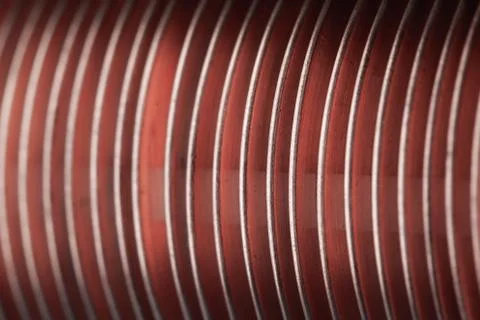 Close-up flat copper twisted plates at the factory Foto stock