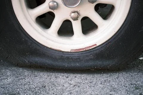 Close-up of a flat tire Foto stock