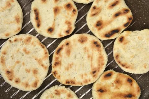 Close-up of Flatbreads on Grill Stock Photos