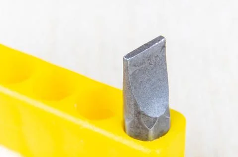 Close-up of a flathead type screwdriver bit Stock Photos