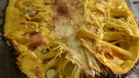 Close-up-flesh-of-jackfruit Stock Footage 75213423