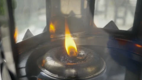 Close-up of a flickering flame at a Thai shrine Stock Footage 345860950