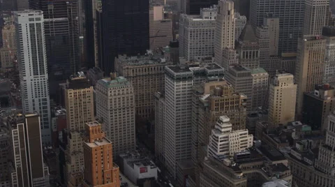 Close flight among the skyscrapers of New York City's Financial District. Shot Stock Footage 59166095