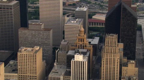 Close flight around downtown Houston near Esperson Building. Shot in 2007. Stock Footage 59509955