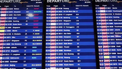 Close up flight arrival and boarding monitor. Stock Footage 80186709
