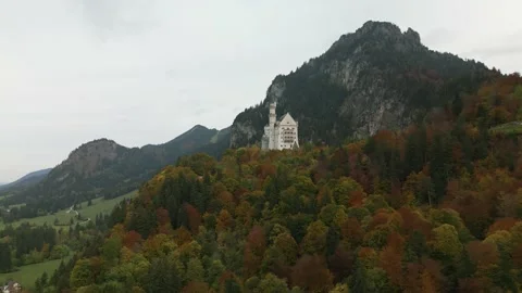 Close flight to Neuschwanstein Castle Stock Footage 223261957