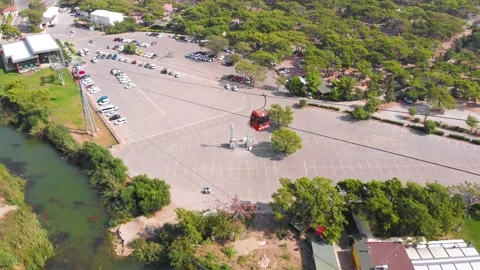 Close-up flight next to the uphill funicular with the coast in the background 4K Stock-Footage 143915718