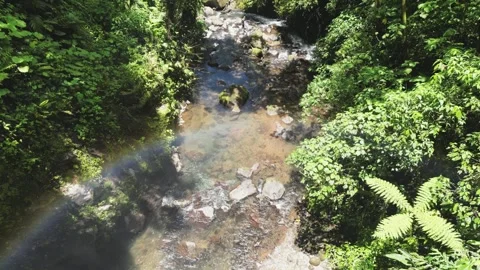 Close-up of a flight over a rocky mountain river Stock Footage 271255184