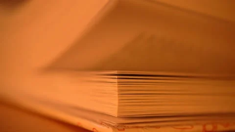 Close up flipping through old thick book. Stock Footage 236248203