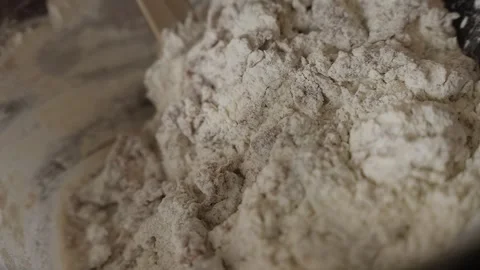 Close up of flour mixture in bowl for baking Stock Footage 327450022
