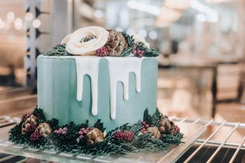 Close up of flower cake in the cafe. 写真素材