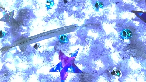 Close-Up of Flowing LED Lights on a Commercial Christmas Tree 4K Stock Footage 299976772