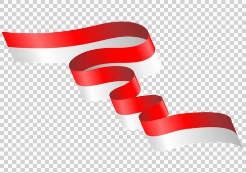 Close-up of flowing red and white satin ribbon indonesia independence day flag Stock Illustration