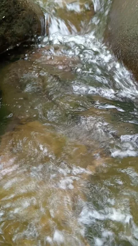 Close Up Flowing River Water Texture Over Natural Stones Stock Footage 330327521