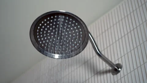 Close-up of a flush-mount shower head. Stock Footage 265097810