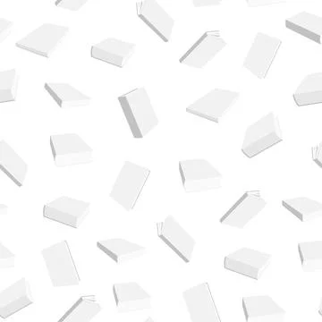 Close fly white book seamless pattern mockup flat Stock Illustration