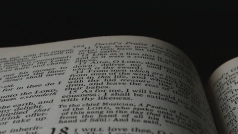 Close-up flyby of text column in open book Stock Footage 146937003