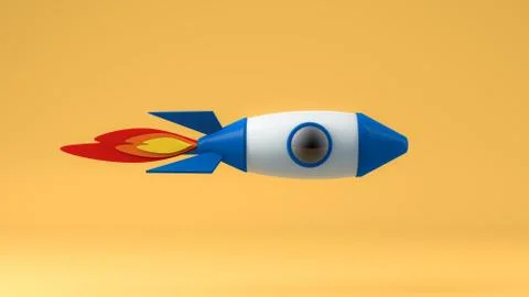 Close up of flying cartoon rocket Stock Illustration
