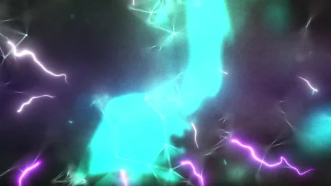 Close-up of Flying Inside Digital Brain. Electrical impulses inside. Artificial Stock Footage 151987747