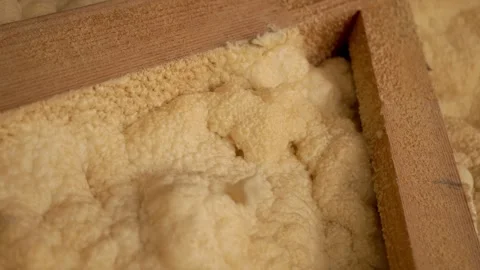 Close-up of the foam insulation in the middle of the wall Video stock 270519311
