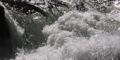 Close-up foaming whitewater in a rocky river Stock Footage 59527962