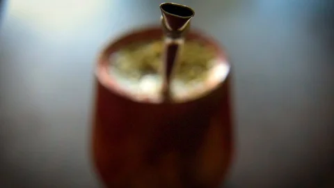 Close-Up focus of tasty argentinian mate beverage Stock Footage 103785355