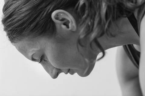 Close-Up of Focused Expression During Yoga Stock Photos