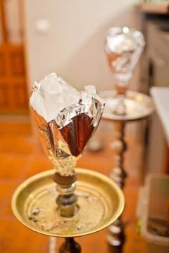 Close-up foil for hookah Stock Photos