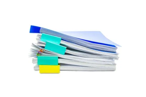 Close up folder document and Stack of papers isolated on white background 스톡 사진