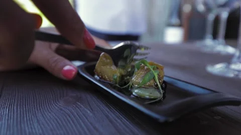 A close up of food on a table Stock Footage 155465446