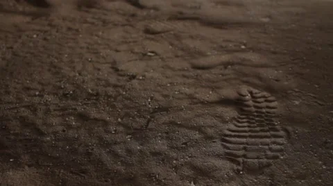 Close Up Foot Print In Dirt Soil Ground Video stock 55301436