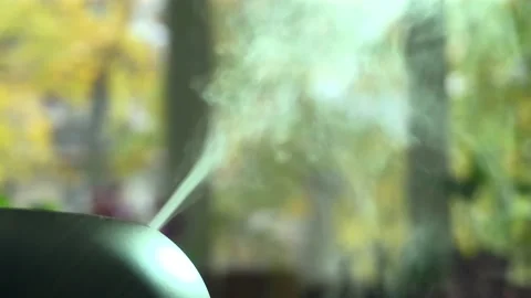 Close up footage of aroma therapy diffuser in room Stock Footage 143410664