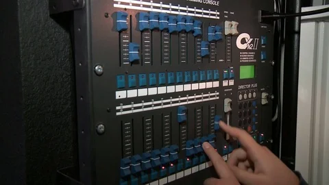 Close up footage of audio mixer knobs being pulled up and down by a man... 動画素材 71360251