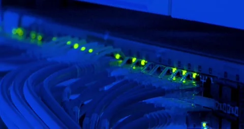 Close-up footage of blue colored cables symbolizing technology Stock Footage 317051382