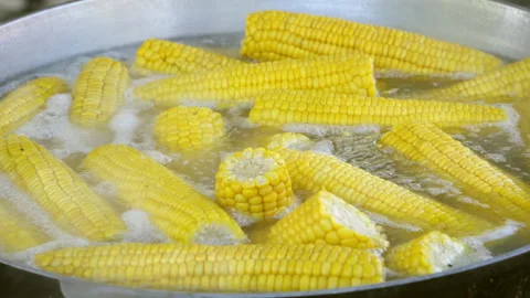 Close up footage of Boiling sweet corn knobs. 動画素材 308148584