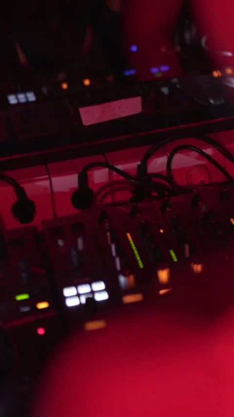 Close up footage of dj deck during nightclub performance Stock Footage 337902672
