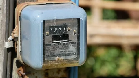 Close Up Footage of Electricty Meter in Rural Villlge, Thailand Stock Footage 254047306