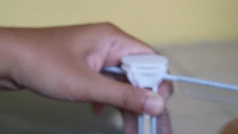 Close-up footage of hands installing panel racks. Stock Footage 315014536