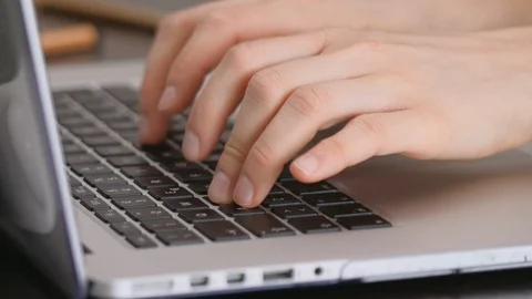 Close up footage of hands typing on keyboard Stock Footage 102762289