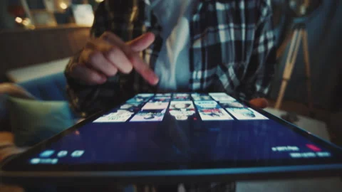 Close-up footage of hands of unrecognizable young woman in casual checkered Stock Footage 238743123