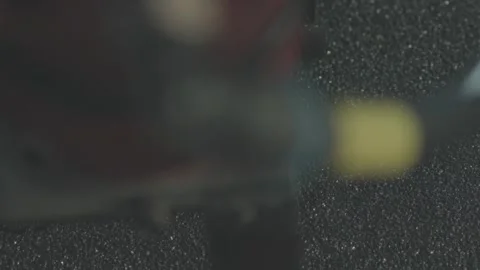 Close up footage of a laser engraving machine working Stock Footage 147888553