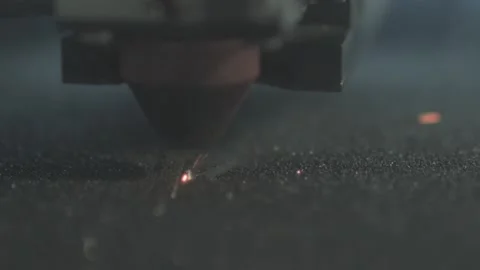 Close up footage of a laser engraving machine working Stock Footage 147889090