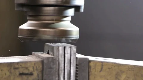 Close-up footage of metal processing on milling machine. Stock Footage 83624229