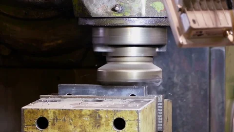 Close-up footage of metal processing on milling machine. Stock Footage 83624607