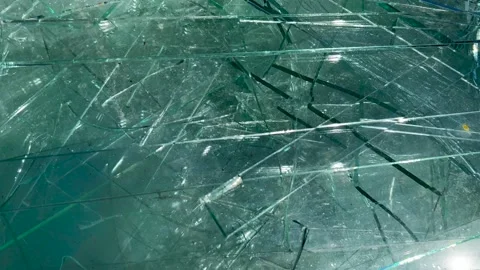 Close up footage of sharp sheet glass waste Stock Footage 237174587