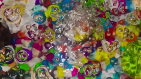 Close-Up Footage Shows Air Bubbles From Aquarium Motor System Stock Footage 312659066
